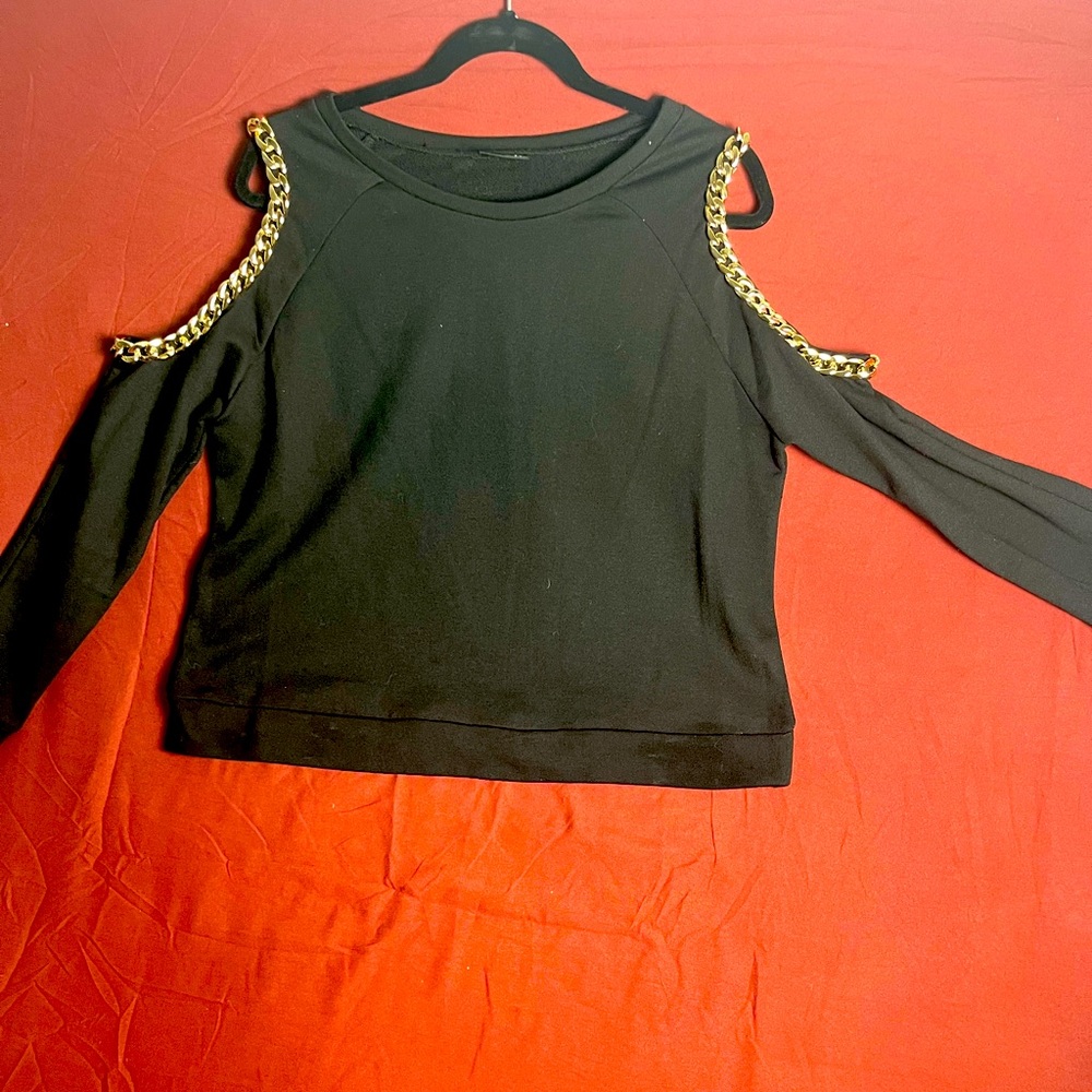 Rule 21 Shoulderless Black Sweater